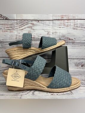 St. John's Bay Lajolla Wedge Denim Sandals Women’s Size 9